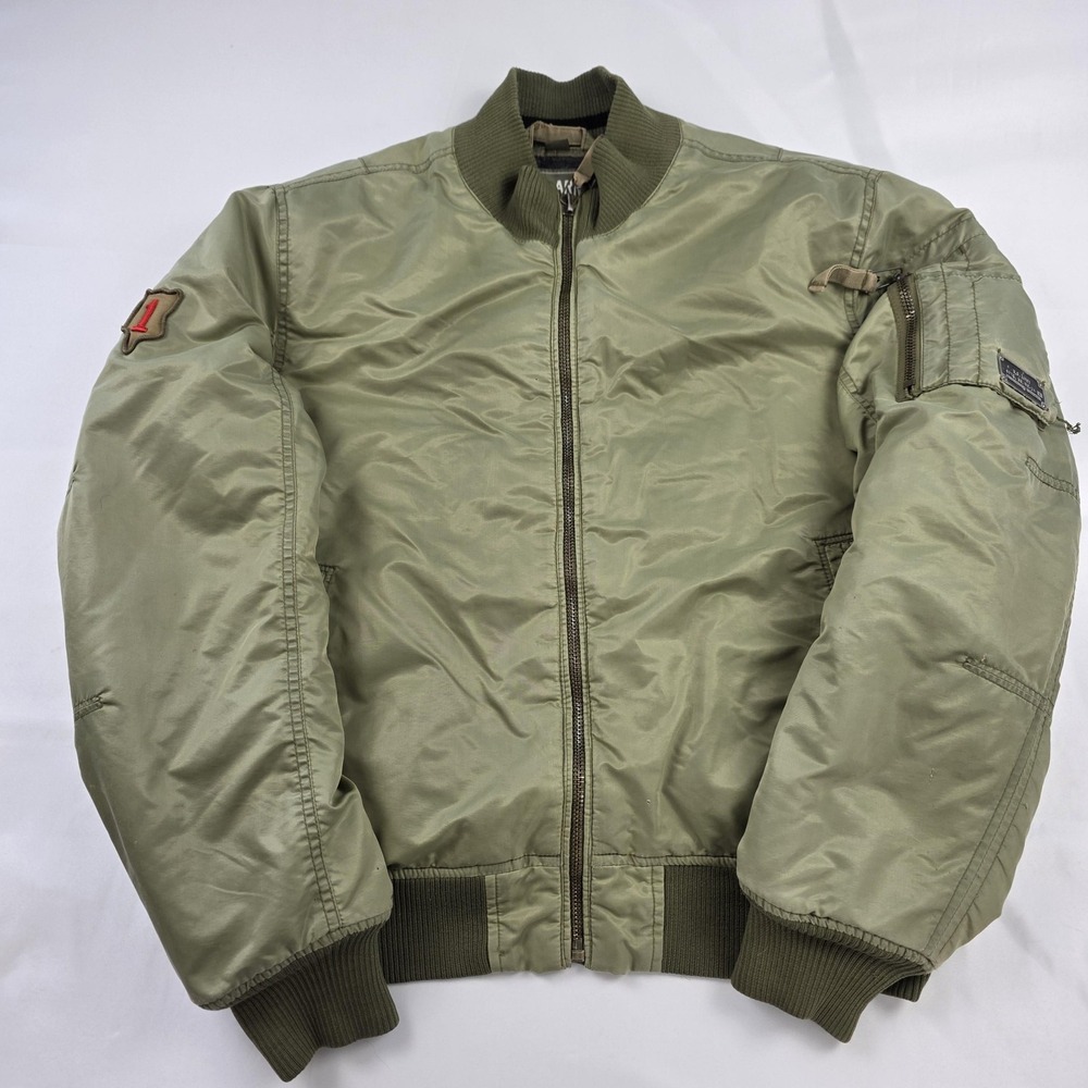 U.S. Army Jacket Mens Large Green 1st Infantry Division Bomber Zip Insulated